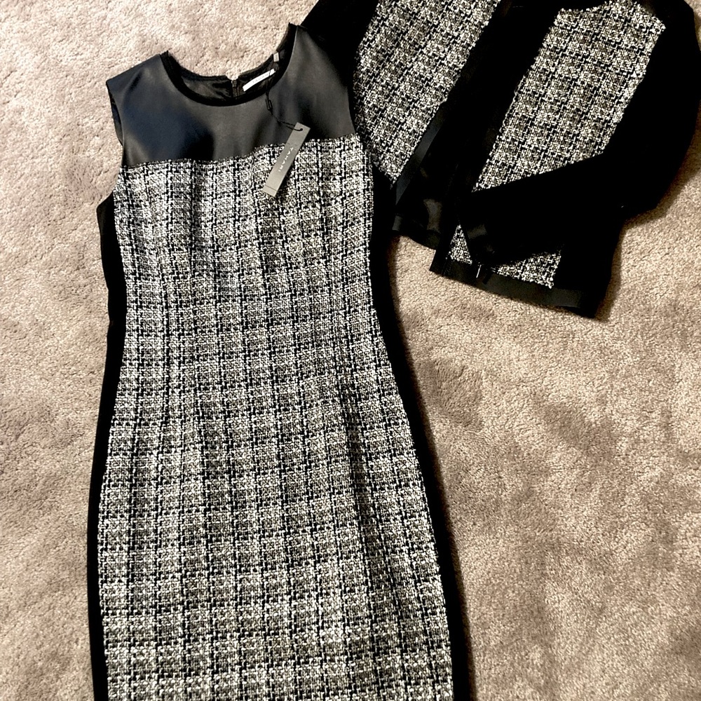 NWT Tahari Dakota Dress in black multi US10 with blazer